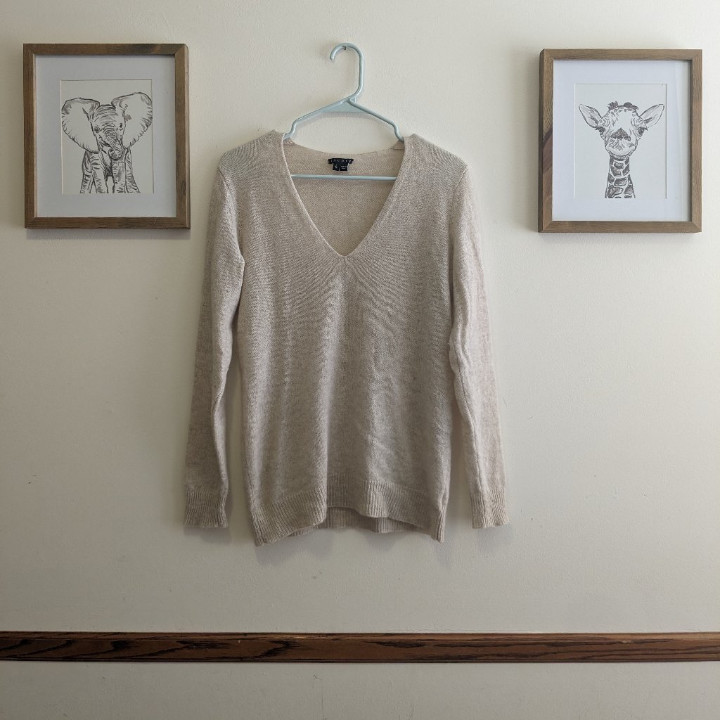 Theory Cream V-Neck Sweater